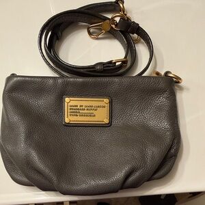 Marc Jacobs Gray Leather Crossbody Bag with Gold Accents